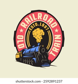 T-shirt vintage train vector design and emblem logo