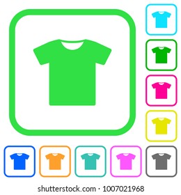 T-shirt vivid colored flat icons in curved borders on white background