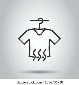 T-shirt washing icon in flat style. Clothes dry vector illustration on white isolated background. Shirt laundry business concept.