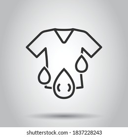 T-shirt washing icon in flat style. Clothes dry vector illustration on white isolated background. Shirt laundry business concept.