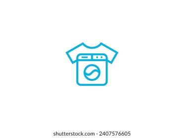 t-shirt and washing machine logo, laundry symbol design template