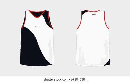 T-shirt white and black basketball or football template for team club on white background. Jersey sport, vector illustration eps 10.