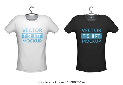 T-shirt white color mockup isolated from background with place for text or picture, vector illustration