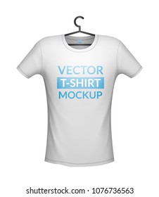 T-shirt white color mockup isolated from background with place for text or picture, vector illustration