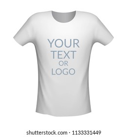 T-shirt white color mockup isolated from background with place for text or picture, vector illustration
