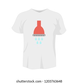 T-shirt white color mockup isolated from background with camp shower colored