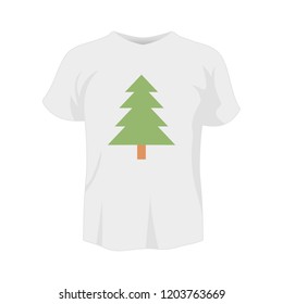 T-shirt white color mockup isolated from background with tree colored