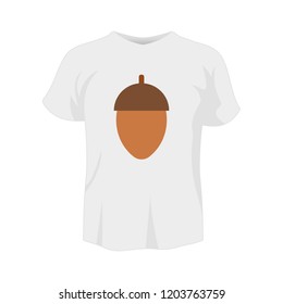 T-shirt white color mockup isolated from background with acorn colored