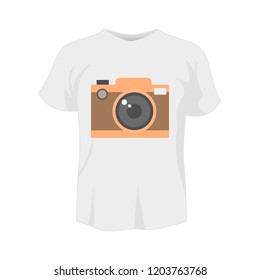 T-shirt white color mockup isolated from background with camera colored