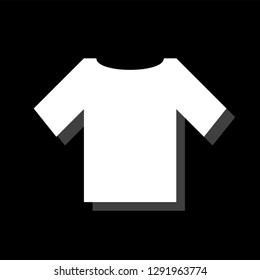 Tshirt. White flat simple icon with shadow