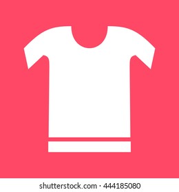 T-Shirt white icon on magenta color background. Eps-10.