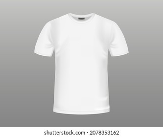 T-shirt white Mockup. Vector realistic template. Blank for Men's or women's fashion design. Front view. EPS10. 