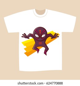 T-shirt White Print Design Superhero Spider Vector Illustration