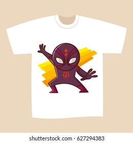 T-shirt White Print Design Superhero Spider