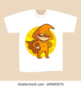 T-shirt White Print Design Superhero