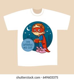 T-shirt White Print Design Superhero