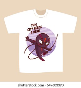 T-shirt White Print Design Superhero