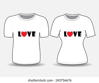 T-shirt white  template for man and woman (front views)