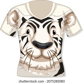 T-shirt with white tiger pattern illustration