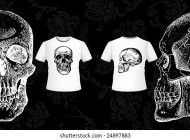 T-Shirt-breite Grunge-Schädel
