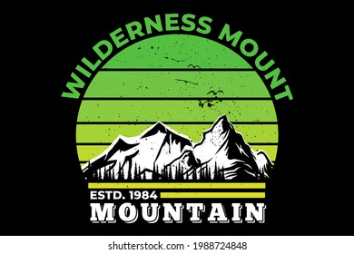 T-shirt wilderness mount mountain pine tree retro beautiful gradient