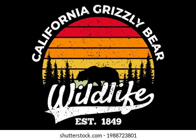 T-shirt wildlife california bear retro style