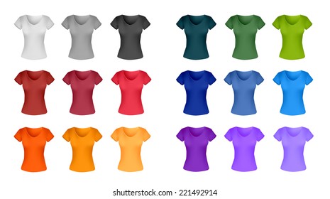 T-shirt for women template set, vector eps10 illustration