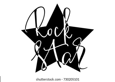 T-shirt writing print rock star handwritten text vector