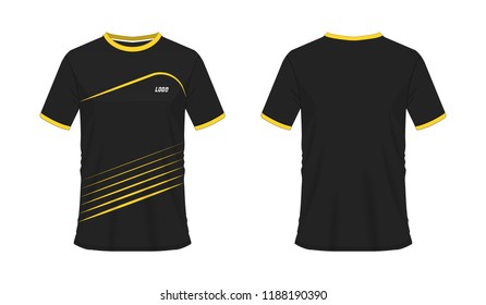 T-shirt yellow and black soccer or football template for team club on white background. Jersey sport, vector illustration eps 10.