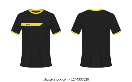 T-shirt yellow and black soccer or football template for team club on white background. Jersey sport, vector illustration eps 10.