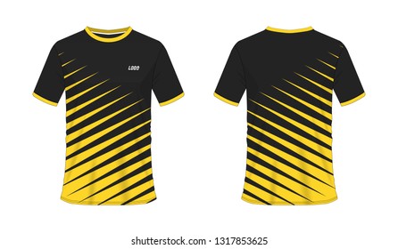 T-shirt yellow and black soccer or football template for team club on white background. Vector illustration eps 10.