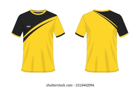 T-shirt yellow and black soccer or football template for team club on white background. Vector illustration eps 10.