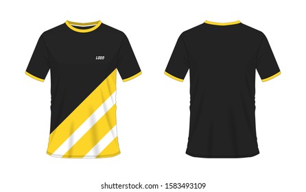 T-shirt yellow and black soccer or football template for team club on white background. Vector illustration eps 10.