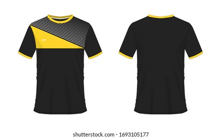 T-shirt yellow and black soccer or football template for team club on white background. Vector illustration eps 10.