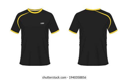 T-shirt yellow and black soccer or football template for team club on white background. Vector illustration eps 10.