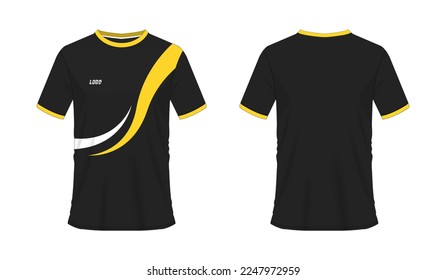 T-shirt yellow and black soccer or football template for team club on white background. Vector illustration eps 10.