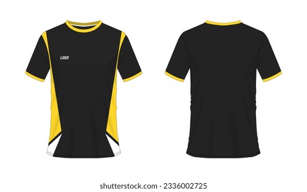 T-shirt yellow and black soccer or football template for team club on white background. Vector illustration eps 10.