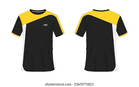 T-shirt yellow and black soccer or football template for team club on white background. Vector illustration eps 10.