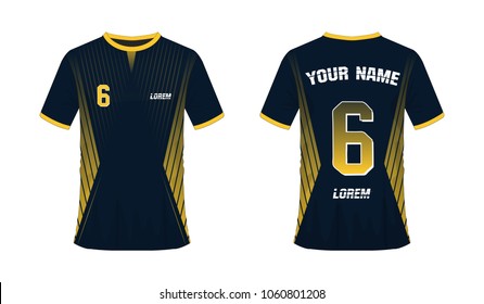 T-shirt yellow and blue soccer or football template for team club on white background. Jersey sport, vector illustration eps 10.