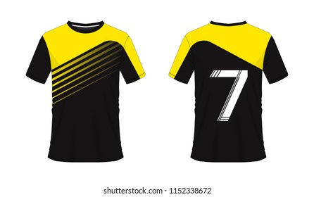 T-shirt yellow soccer or football template for team club on white background. Jersey number sport, vector illustration eps 10.