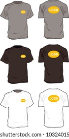 T-shirts. 3 shirts in 2 positions. Delete, or replace the word "logo" with your own content.