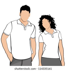 T-shirts. Body silhouette men and women.