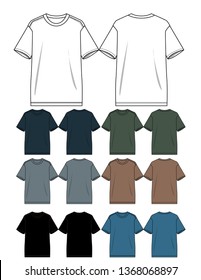 
T-shirts Button style vector template.
front and back view.