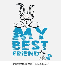 t-shirts  dog  in my best friends t-shirts set  dog  graphic design, original designer clothes