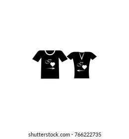 T-shirts and heart icon. Love or couple element icon. Premium quality graphic design. Signs, outline symbols collection icon for websites, web design, mobile app, info graphics on white background