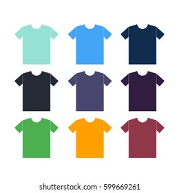 T-shirts icons set on a white background. Vector illustration, eps10