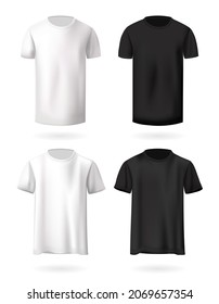 T-Shirts mockup set, realistic design vector illustration on white background