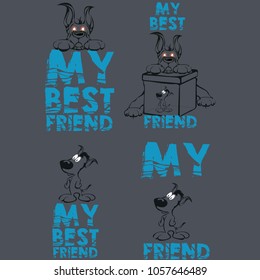 t-shirts set  dog  in my best friends  graphic design, original designer clothes