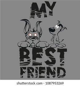 t-shirts set dog in my best friends graphic design, original designer clothes
