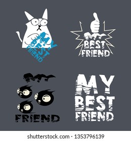 t-shirts set  dog  in my best friends  graphic design, original designer clothes